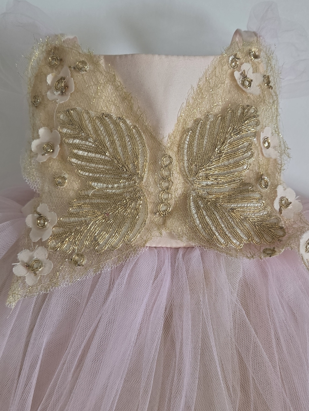 Pottery Barn butterfly fairy costume gold pink tulle size 3T - Picture 2 of 5